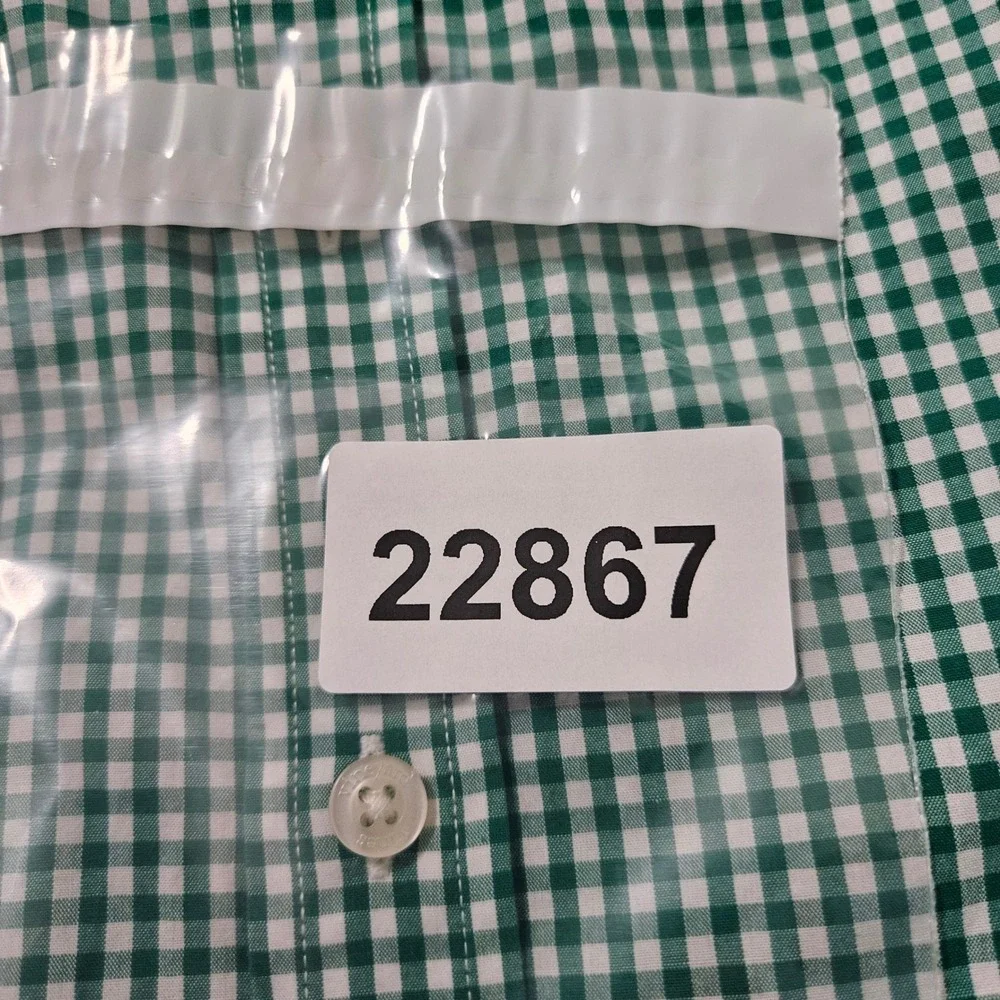 Vineyard Vines Whale Shirt Boys XL Green Gingham Check Button Down Long Sleeve